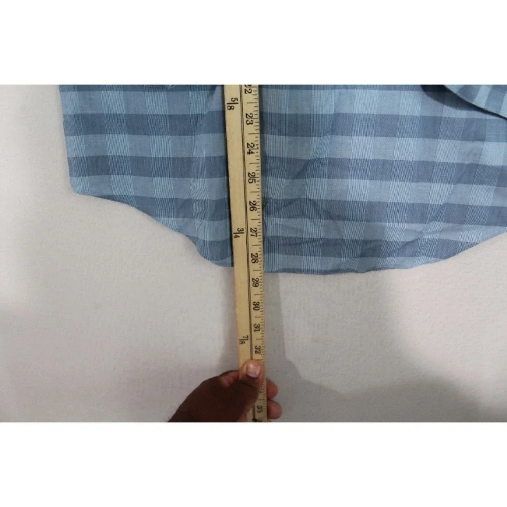 Kenneth Cole Reaction Blue Plaid Long Sleeve Button Up Casual Size 15